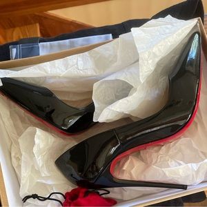 Authentic Christian Louboutin 120mm Black Patent So Kate